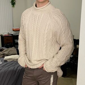 J. Crew Cotton Cable Knit Rollneck Trade Sweater